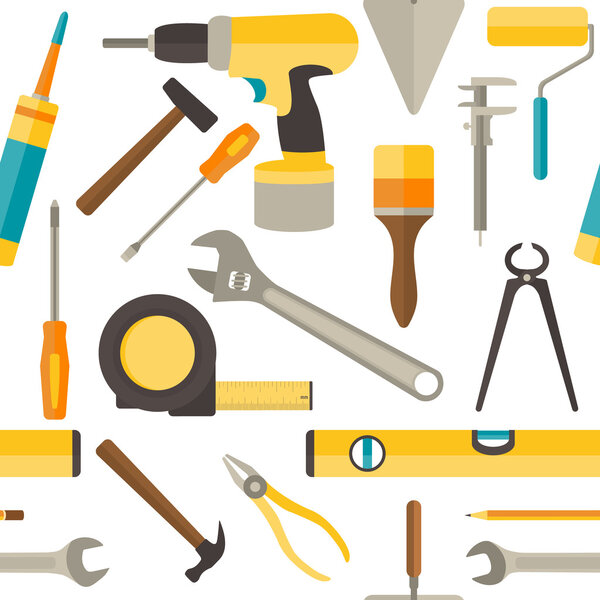 Векторный бесшовный рисунок с инструментами для ремонта

