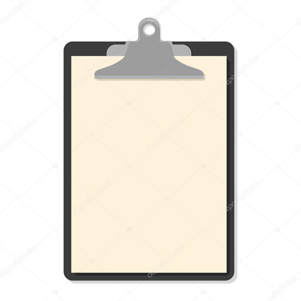 Flat clipboard with paper sheets on white. Vector illustration — Stock