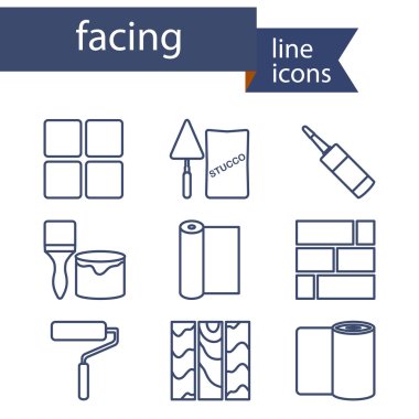Set of line icons for DIY, finishing materials. clipart