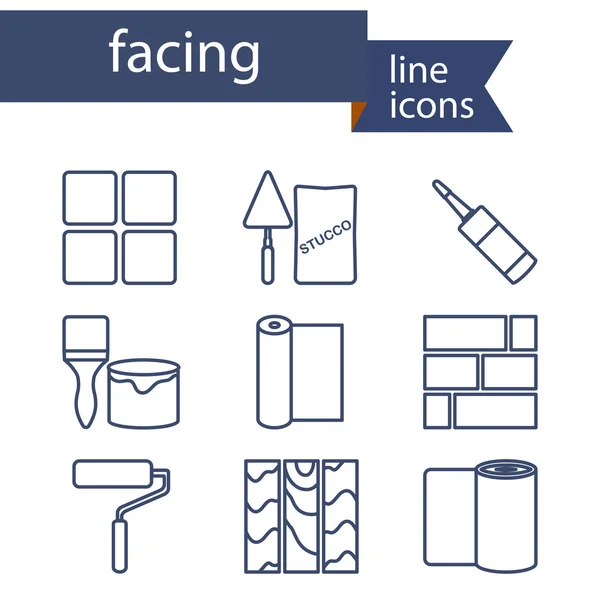 Set van lijn pictogrammen voor Diy, afwerking materialen. — Stockvector