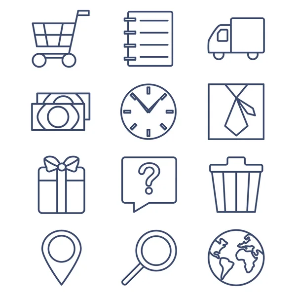 Liniensymbole für Shopping, E-Commerce. — Stockvektor