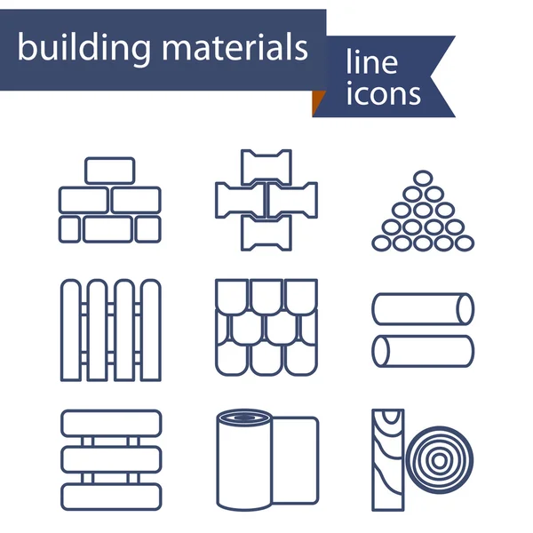 Set of line icons for DIY, construction, building materials. — Stock Vector