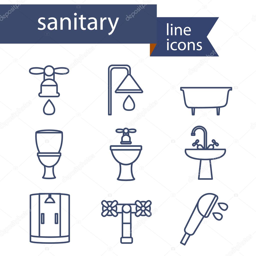 Set of line icons for DIY, sanitary engineering.