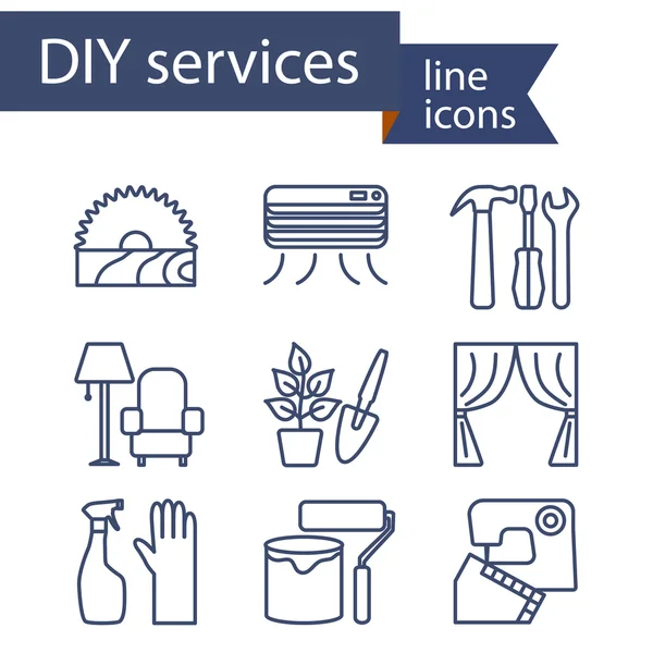 Set di icone di linea per i servizi fai da te . — Vettoriale Stock