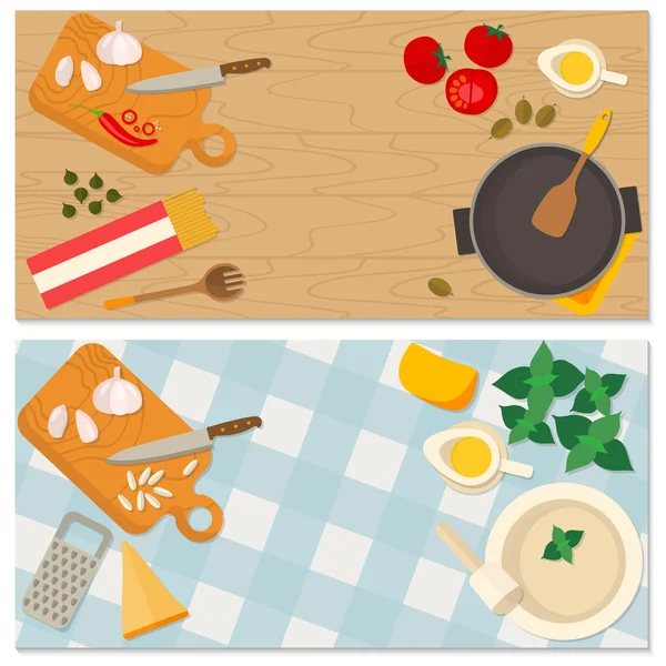 Flat design food and cooking banner — Stock Vector