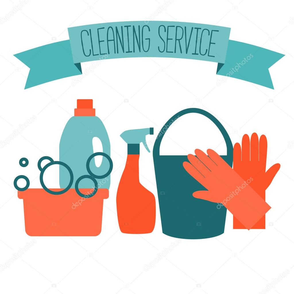 Flat design logo for cleaning service.