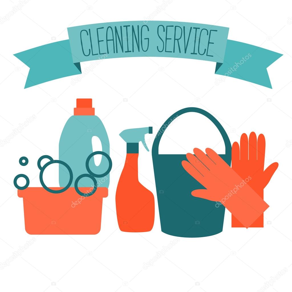Flat design logo for cleaning service isolated on white. Vector illustration.