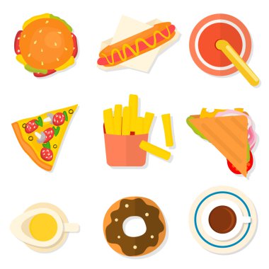 Düz tasarım lokanta simgeler kümesi