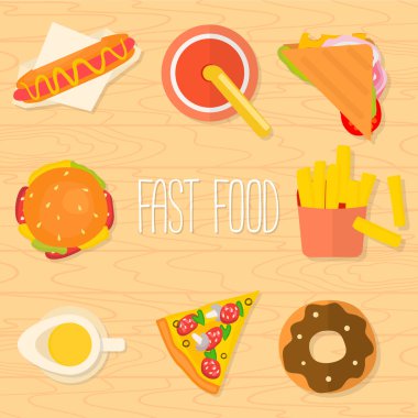 Düz tasarım lokanta simgeler kümesi