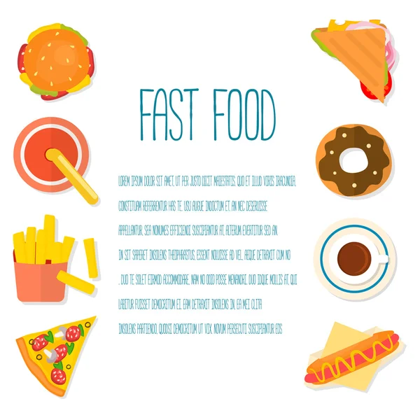 Elementi di design piatti per infografiche fast food — Vettoriale Stock