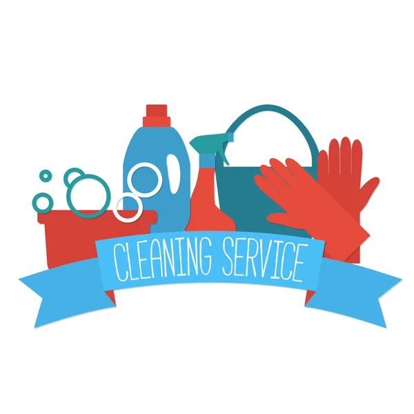 Flat design logo for cleaning service. — Stock Vector