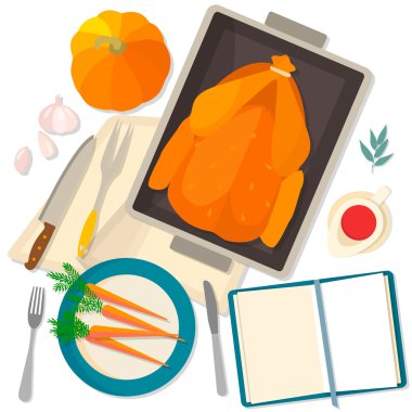 Şükran günü için düz tasarım kartı.