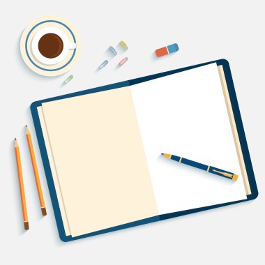 Düz tasarım mockup office çalışma alanı başına