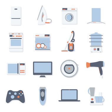 Düz tasarım ev aletleri Icons set.