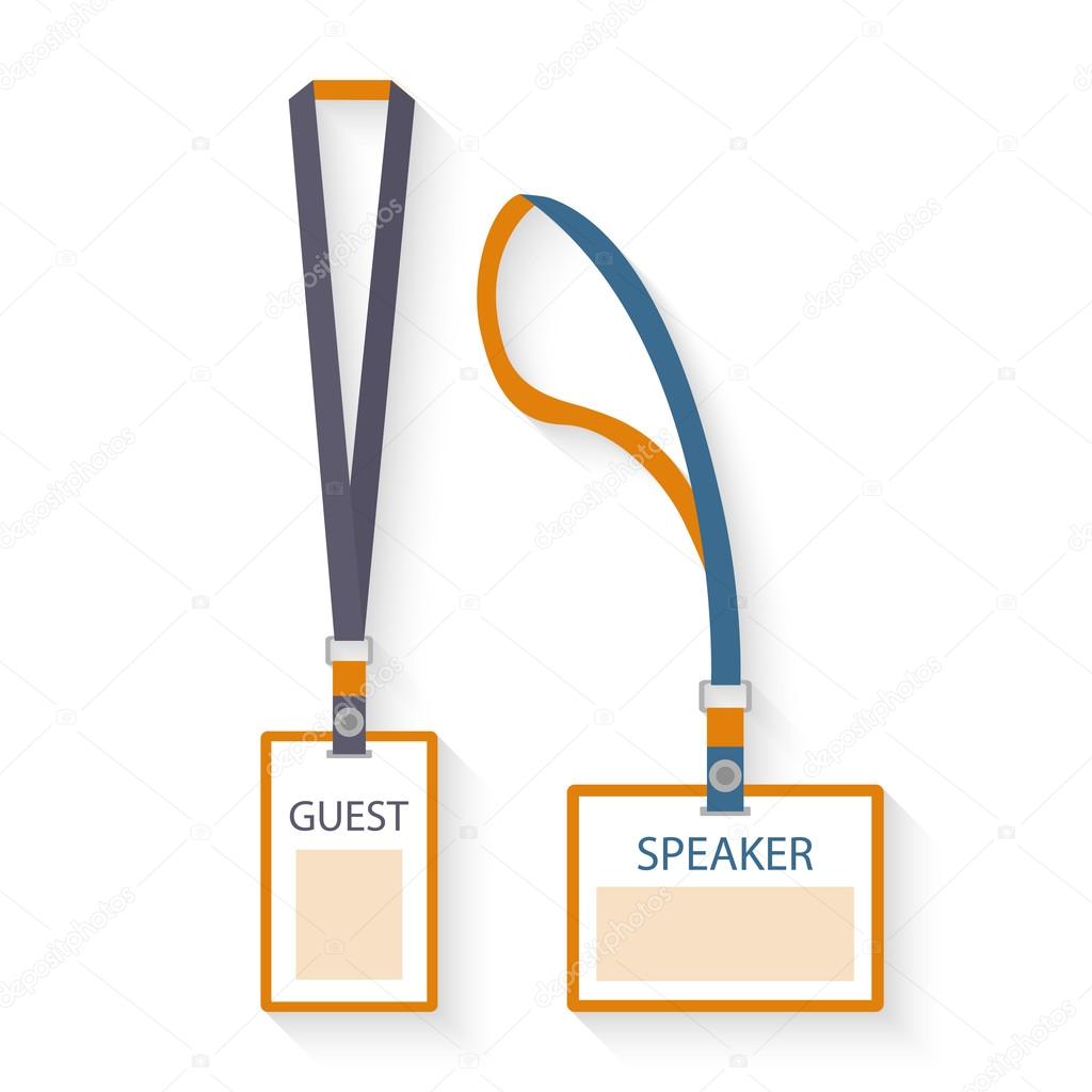 Template, flat design icons of lanyard and badge