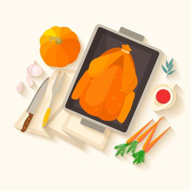 Şükran günü yemeği için düz tasarım davetiye kartı.