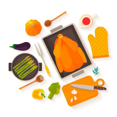 Şükran günü yemeği için düz tasarım davetiye kartı.