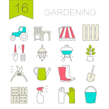 Gardening icons. Unique and modern set isolated on background. clipart