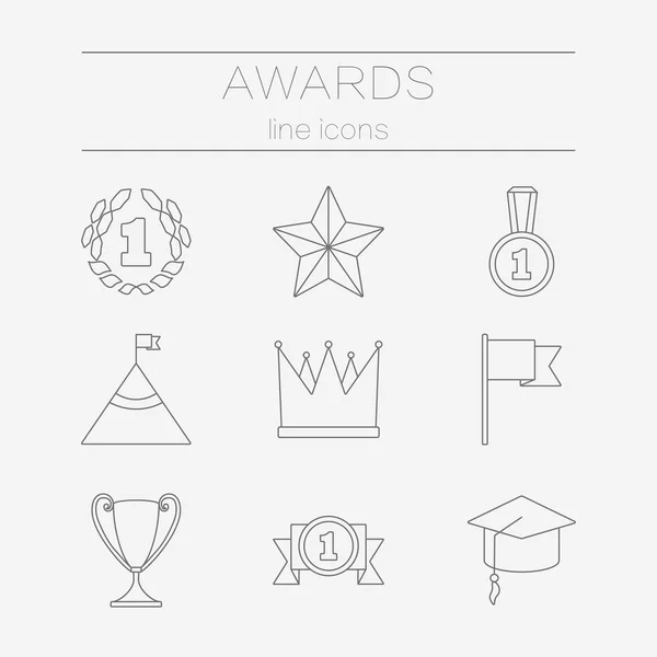 Conjunto de iconos de línea para el éxito del premio y la victoria . — Vector de stock