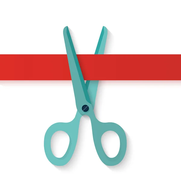 Düz tasarım simgesi kırmızı yatay şerit kesme makası.