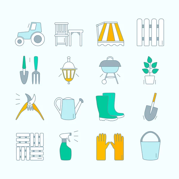 Gardening icons. Unique and modern set isolated on background. — Stock Vector