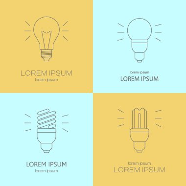 Çağdaş çizgi stil vektör logo toplama ampuller ile