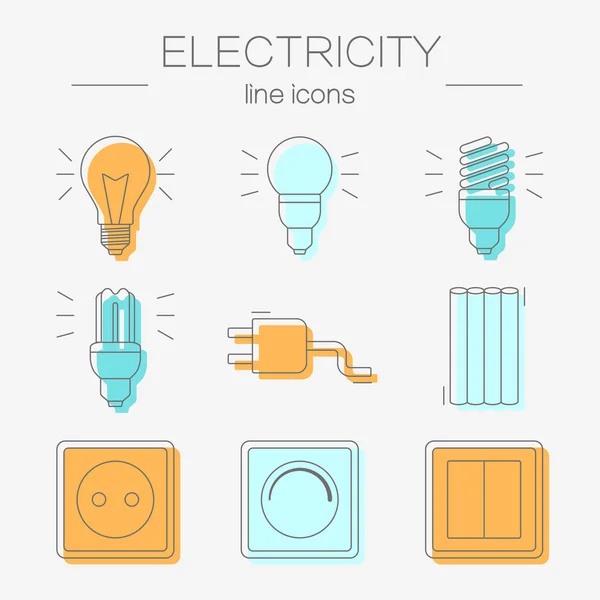 Vector set van elektriciteit pictogrammen, met inbegrip van hulpmiddelen. — Stockvector
