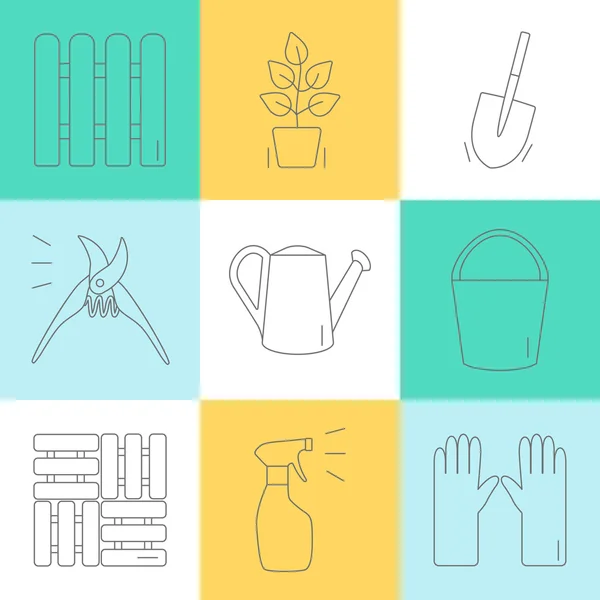 Set von Vektor-flachen Design-Symbolen für die Gartenarbeit — Stockvektor