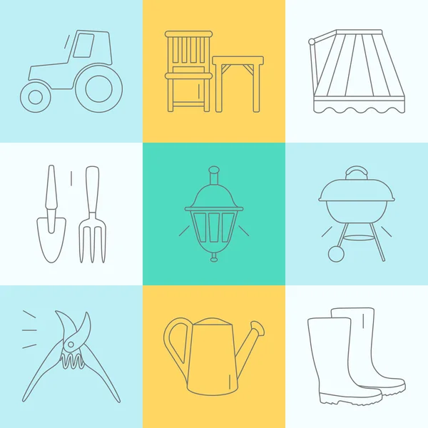 Set di icone di design piatto vettoriale per il giardinaggio — Vettoriale Stock