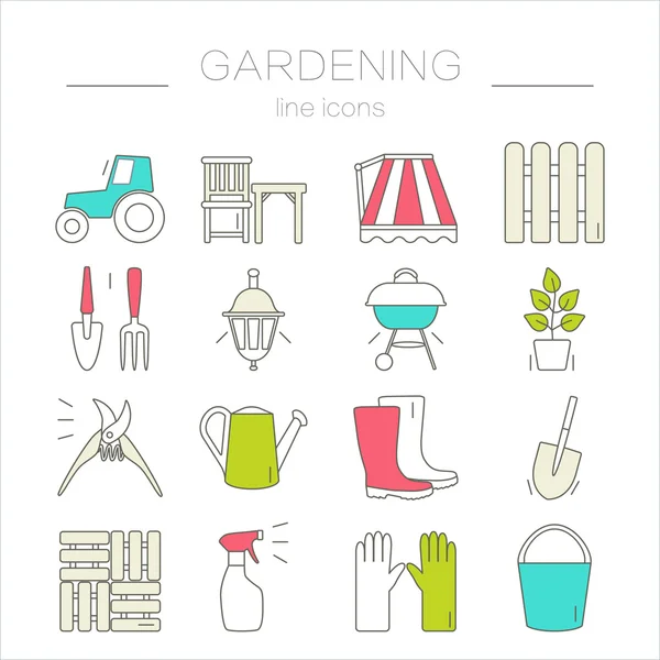 Gardening icons. Unique and modern set isolated on background. — Stock Vector