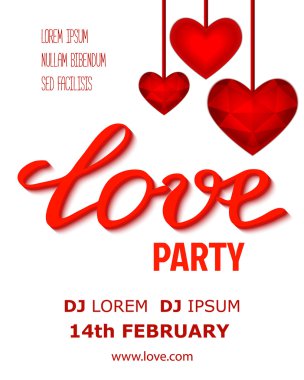 Vektör Sevgililer afiş tasarımı parti. Şablon / el ilanı veya poster.