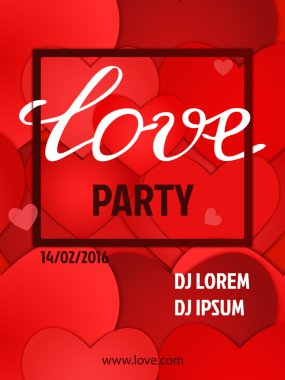 Kırmızı kağıt kalpleri arka plan karede ile el yazısı metin seviyorum.