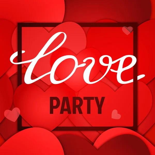 Fondo de corazones de papel rojo vectorial para diseño de póster de fiesta de San Valentín . — Vector de stock