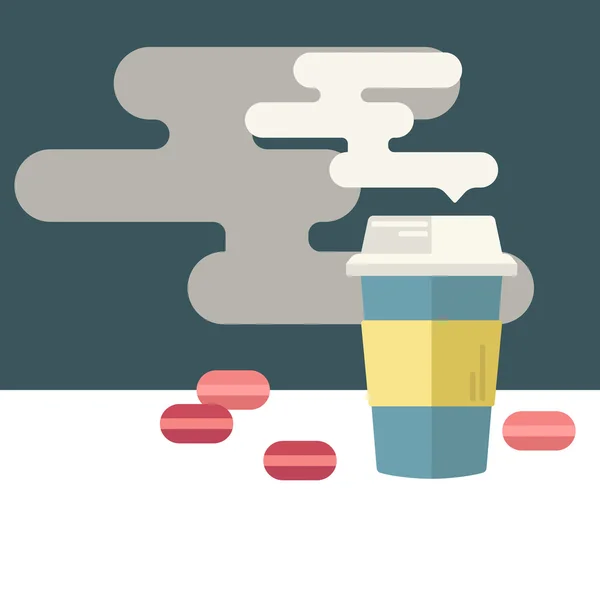 咖啡杯和杏仁，文本的空间. — 图库矢量图片