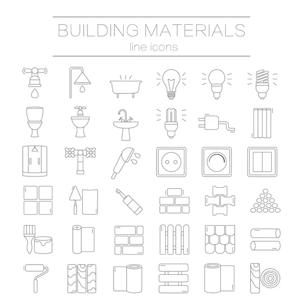 Conjunto de iconos de línea para bricolaje, construcción, materiales de construcción . — Archivo Imágenes Vectoriales