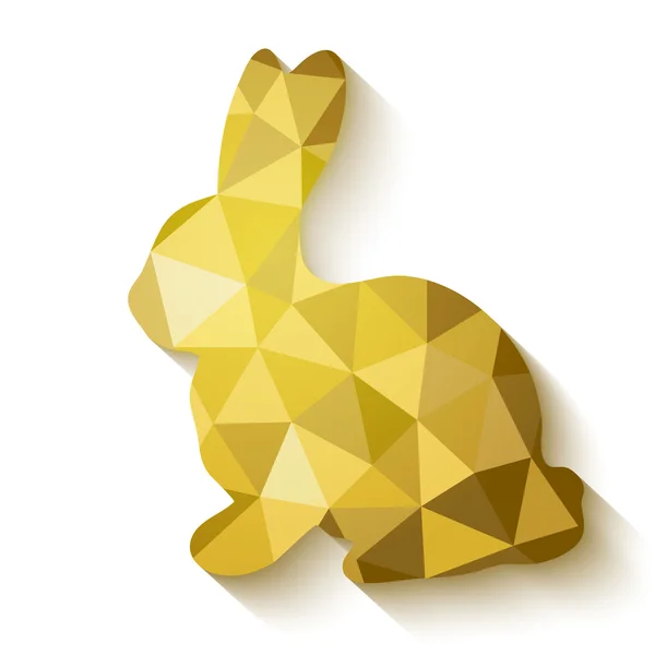 Flat design polygon of golden Easter Bunny. — Stock Vector