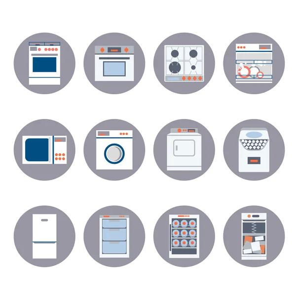 Flache Design-Set Ikonen von Haushaltsgeräten. — Stockvektor