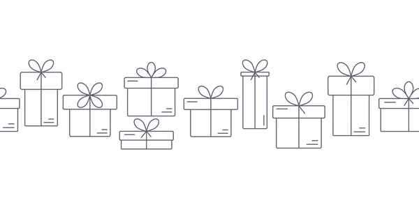 Vector banners with thin line icons of gift boxes. — Stock Vector