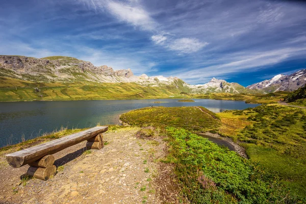 Blick auf Tannesee und Schweizer Alpenpanorama — Stockfoto