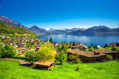 Köy Weggis ve Dört kanton Gölü Panoraması