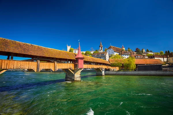 Spreuer bridge in old city center of Luzern — Stock Photo, Image