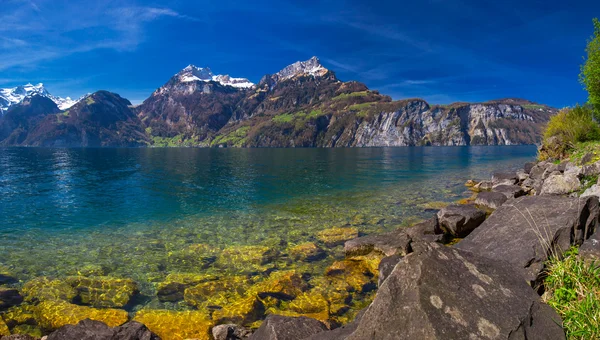 Pohled do švýcarských Alp a Lucernské jezero — Stock fotografie