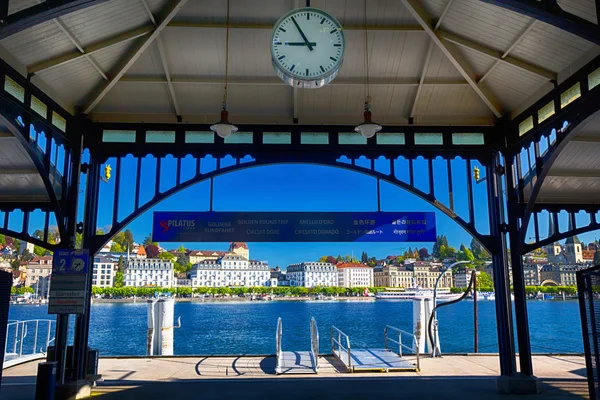 Boat harbor in center of Lucerne city — Stock Photo, Image