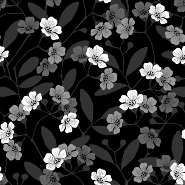 Çiçekli dallar ile Dikişsiz tek renkli desen