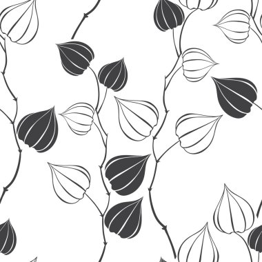 Tek renkli seamless modeli dalları physalis ile