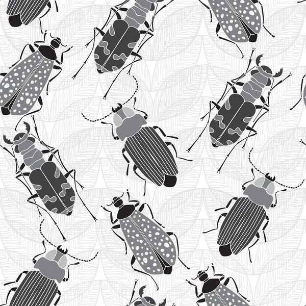 Modèle sans couture avec des coléoptères — Image vectorielle