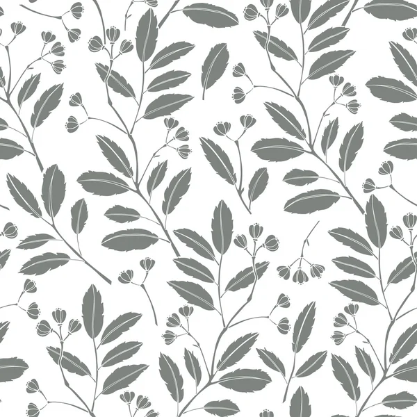 Seamless monochrome pattern with branches — Stock Vector