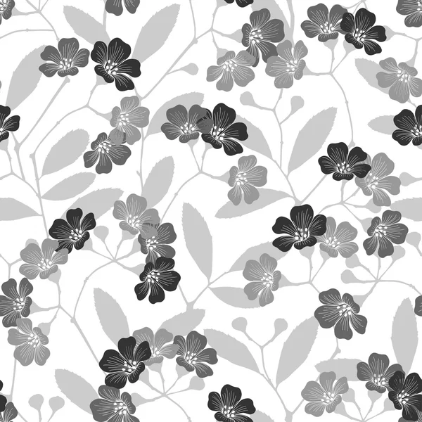 Vzor bezešvé jednobarevné s kvetoucími stromy — Stockový vektor