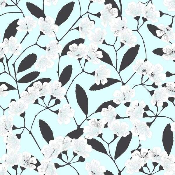 Seamless pattern with flowering branches — Stock Vector
