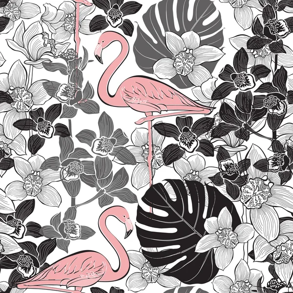 Pembe flamingo ile Seamless Modeli — Stok Vektör